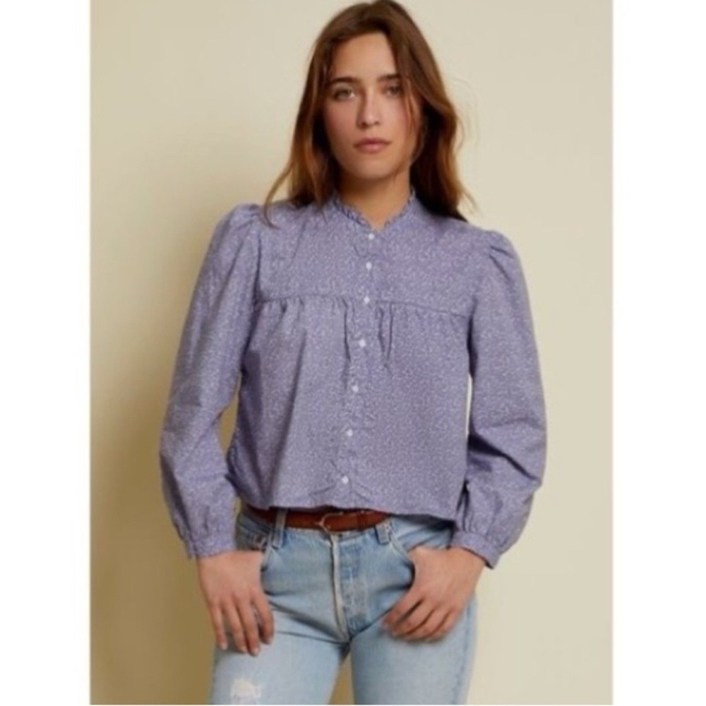 NATION LTD Blouse Top Chantelle Victorian Purple Floral XS Extra Small